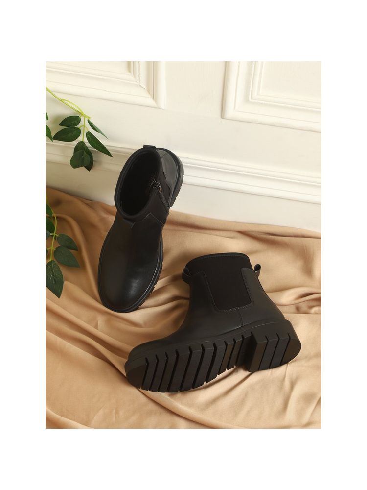 Truffle Collection Black Solid Casual Boots-picture-23