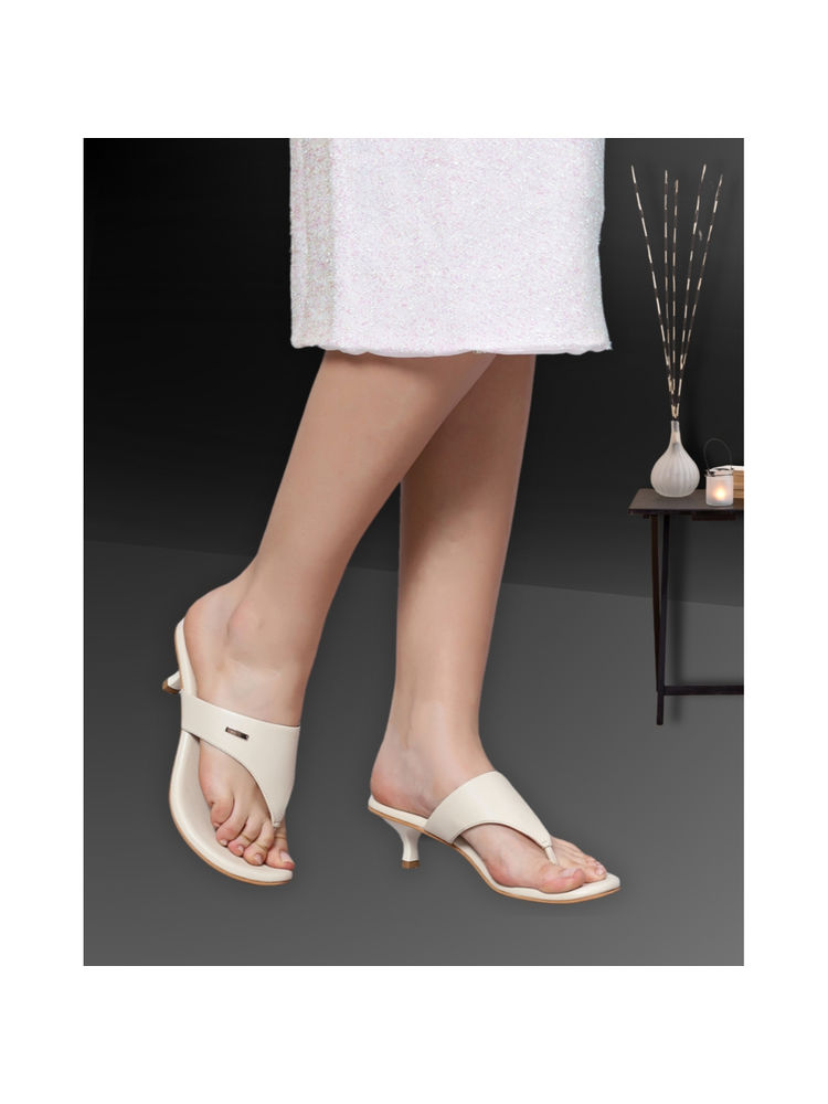 T.ELEVEN Women Thong Kitten Open Back Sandal Heels White-image-34