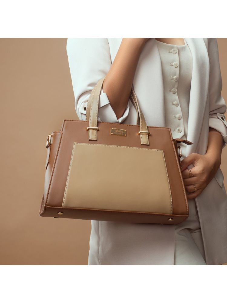 Strokes by Namrata Mehta Cinnamon Cocoa Handbag with Detachable Strap