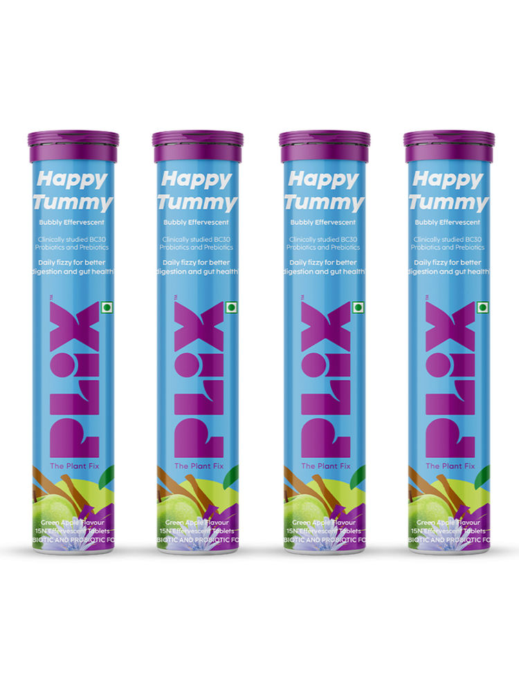 Plix Good Gut Pre+probiotic Green Apple 15 Effervescent Tablets For Gut Health- Digestion- Pack Of 4(15 tablets)-picture-48
