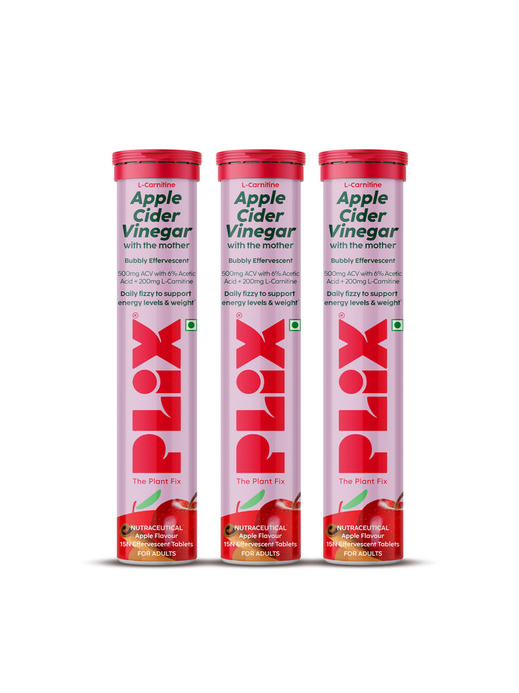 Plix ACV Apple Cider Vinegar L-carnitine Effervescent Tablets Convert Fat Into Energy Vit B6 & B12-picture-30