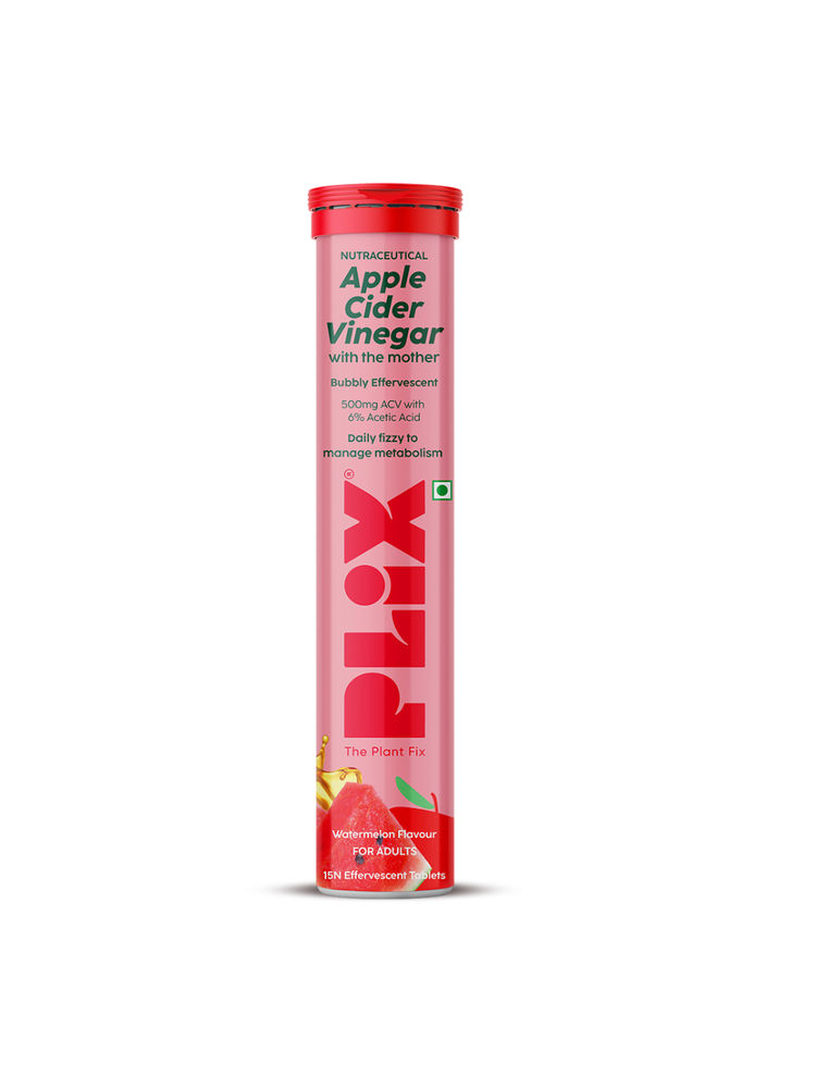 Plix Apple Cider Vinegar Effervescent Tablet with Vitamin B6 & B12 - Watermelon