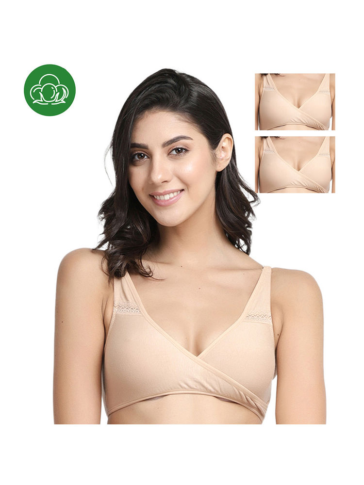 Inner Sense Organic Antimicrobial Sleeping/Feeding Bra Pack Of 3 - Nude-picture-38