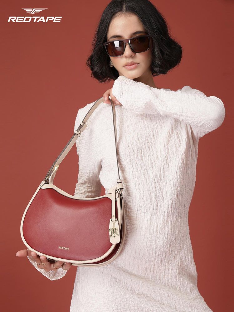 Red Tape Women Red White Colorblocked Shoulder Bag with Detachable Strap (S)-picture-20