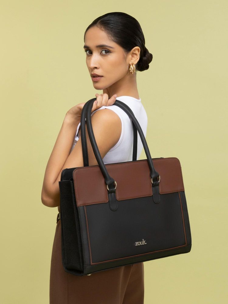 Zouk Jet Black Hand Office Bag - Black-picture-26