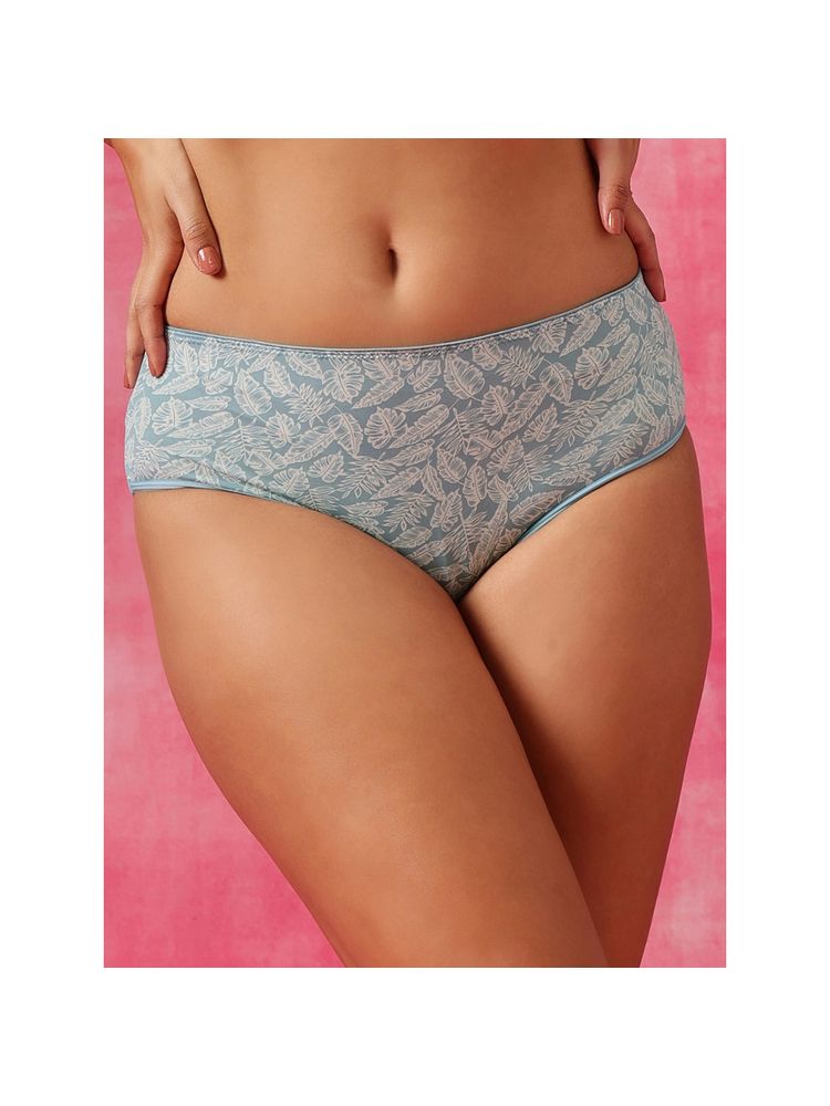 Clovia Mid Waist Printed Hipster Panty Blue-image-3