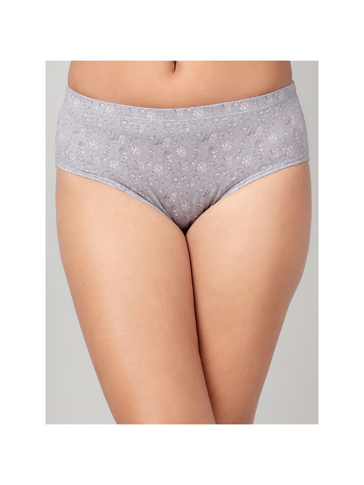 Clovia Cotton Mid Waist Printed Hipster Panty with Inner Elastic Grey-picture-24