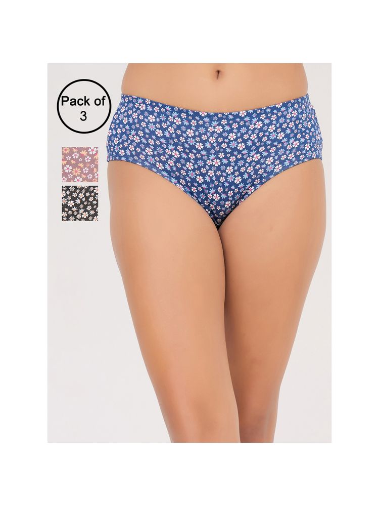 Clovia Mid Waist Printed Hipster Panties with Inner Elastic Multi-Color (Pack of 3)-picture-11
