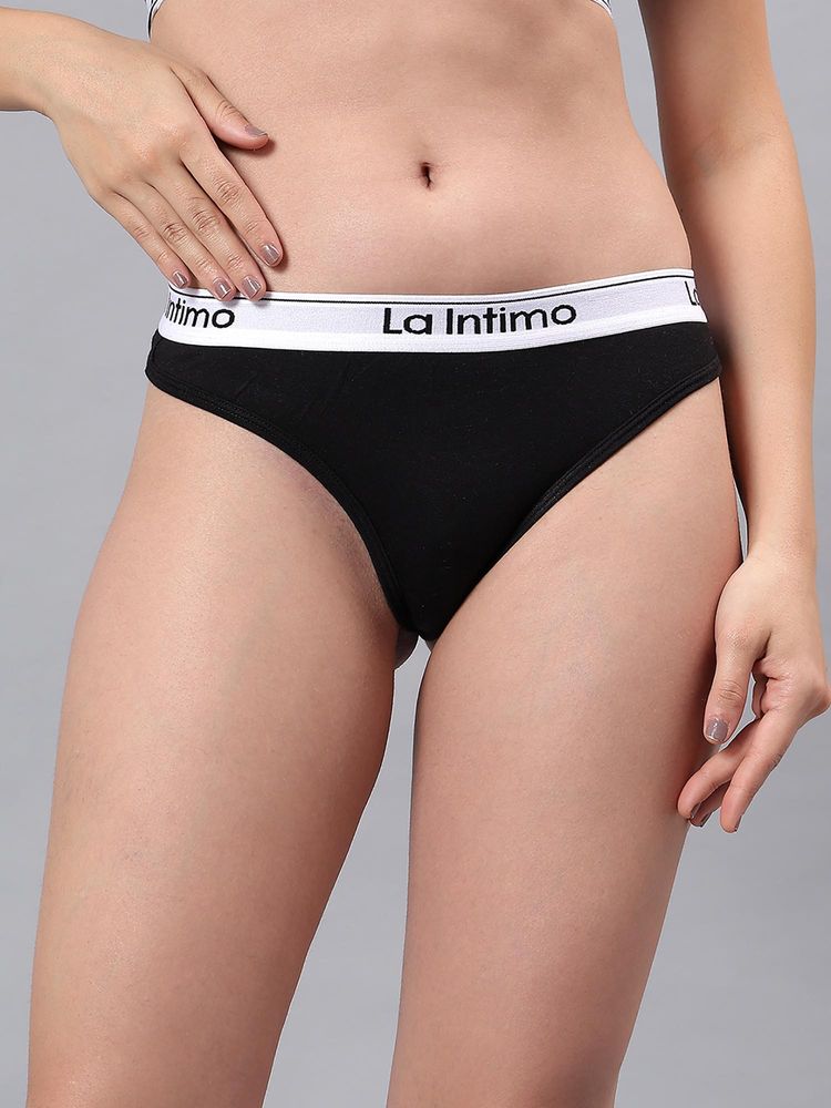 La Intimo Low Rise Women Thong Black-image-30