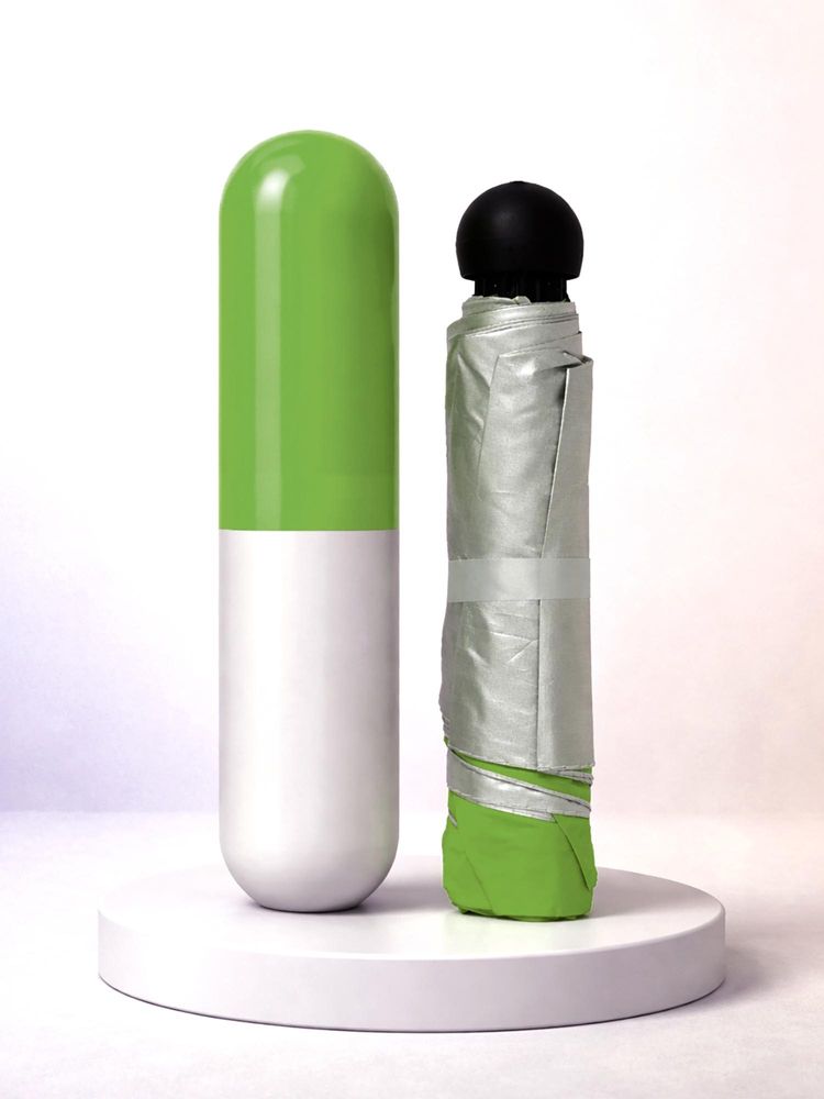 FABINALIV Green Solid 3 Fold Waterproof Compact Capsule Umbrella-picture-25
