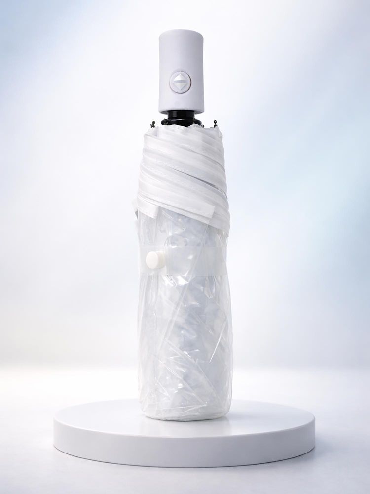 FABINALIV White Solid Auto ON/OFF Waterproof Compact Transparent Umbrella-image-25