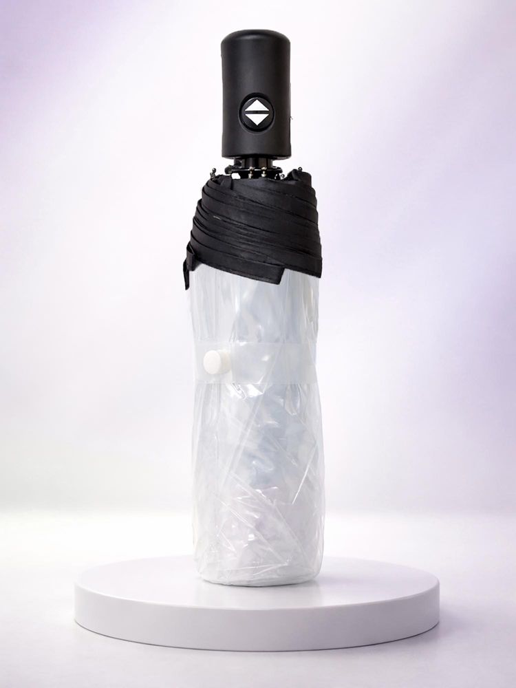 FABINALIV Black Solid Auto ON/OFF Waterproof Compact Transparent Umbrella-picture-19