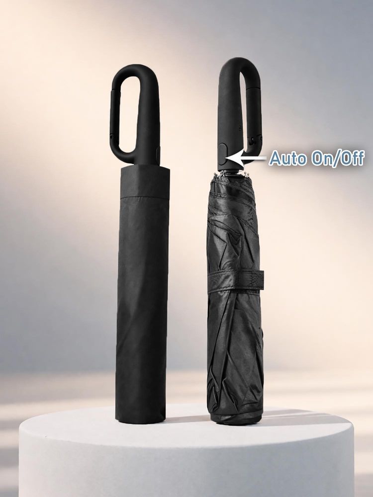 FABINALIV Black Solid Auto ON/OFF Waterproof Automatic Compact Umbrella-image-16