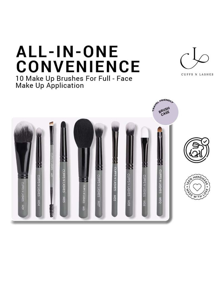 CUFFS N LASHES Mini Travel Size Makeup Brushes Set Of 10-picture-17