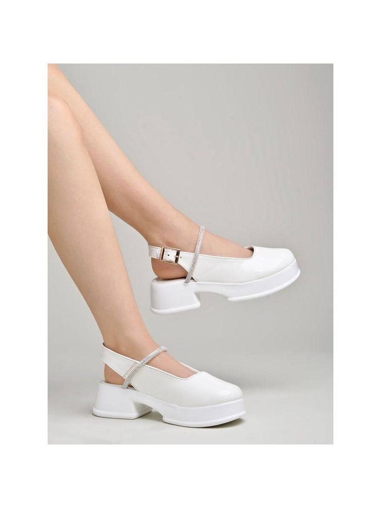 Shoetopia Round Toe White Pumps For Women & Girls-picture-16