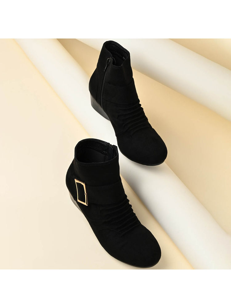 ROCIA Black Women Suede Ankle Length Casual Boots-picture-10