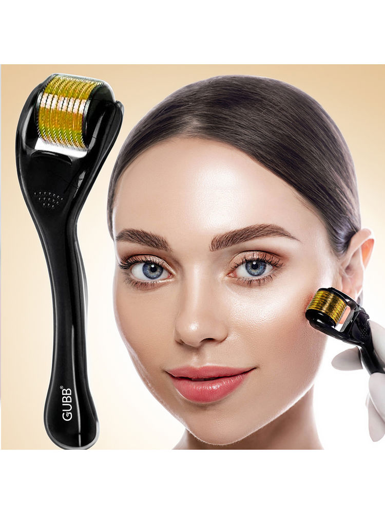 GUBB Derma Roller Microneedle 0.5mm Roller for Face Body-Hair Growth 540 Micro Needles Roller Golden