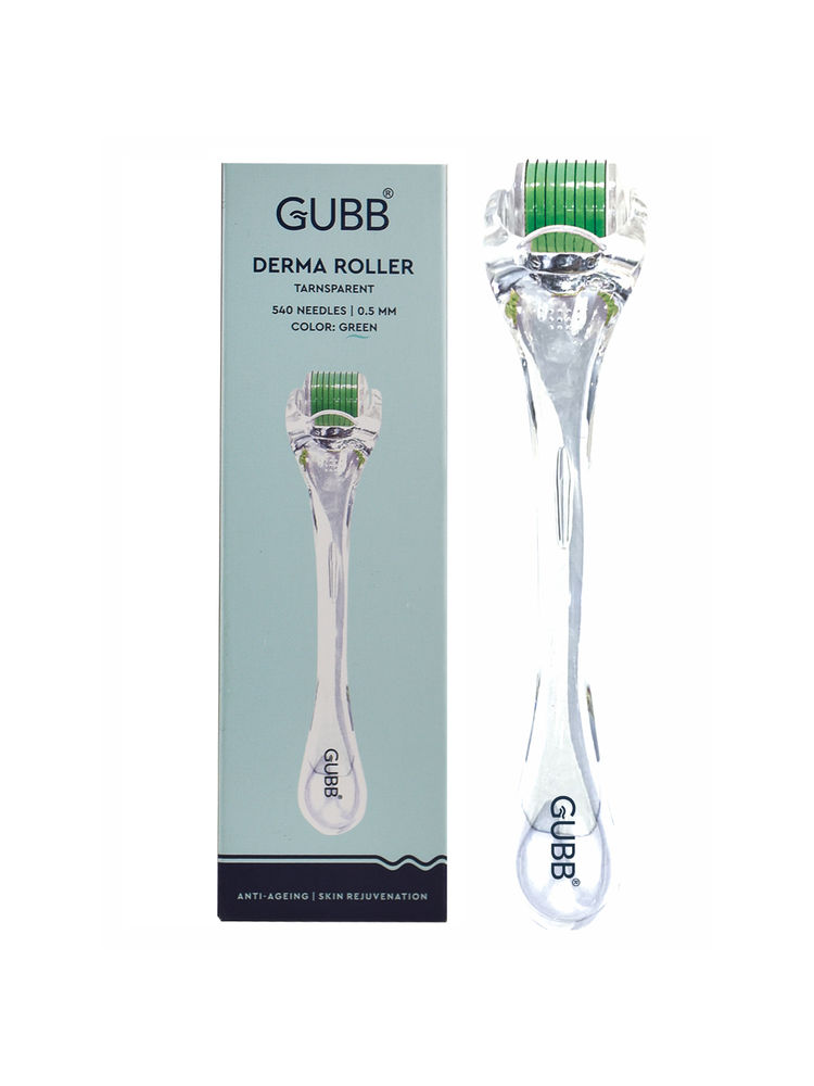 GUBB Derma Roller 0.5mm For Hair Regrowth, Face Acne Scars & Skin Ageing - Transparent Green