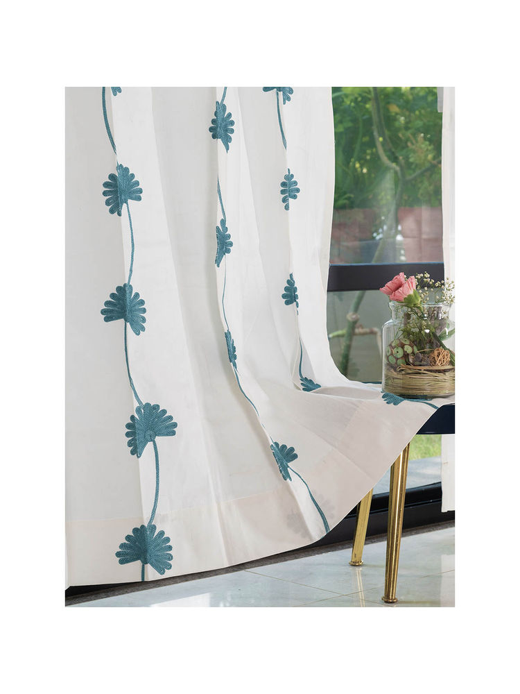 Urban Space Aarohi Embroidery Cotton Curtain Window - Dark Teal-image-10