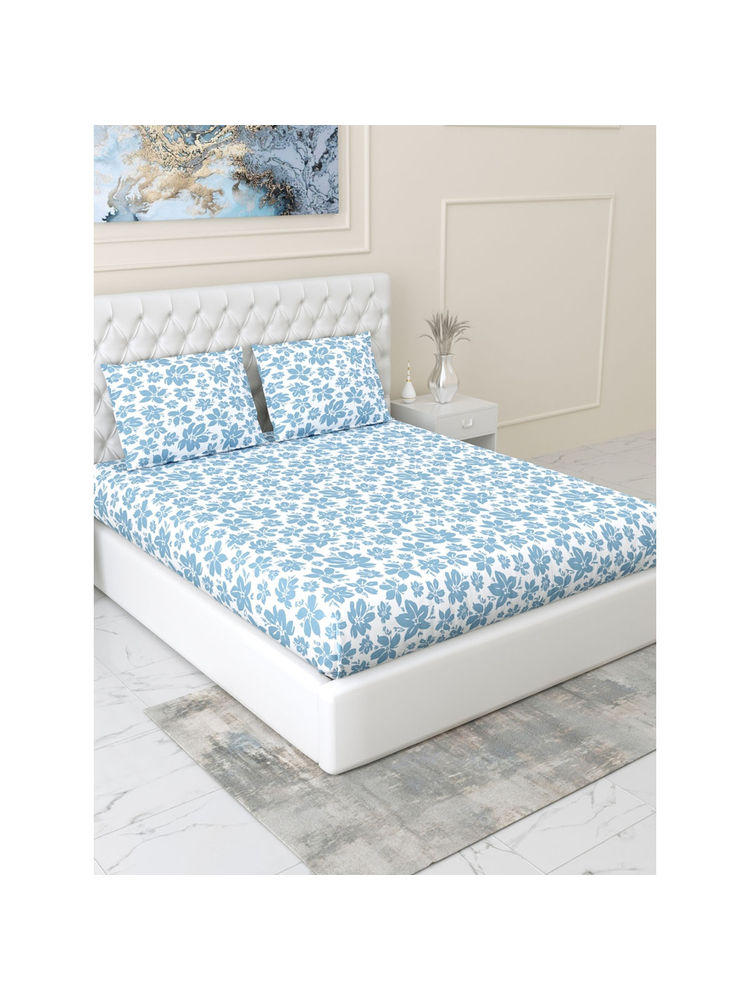 Haus & Kinder Blue Bell Whisper 144 Tc Fitted Bedsheet with Pillow Covers-picture-26