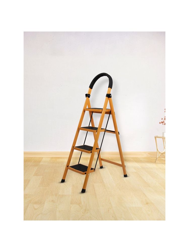 Plantex Premium Gi Steel Foldable 4-Step Wide Anti Slip Ladder-Yellow & Black-image-25