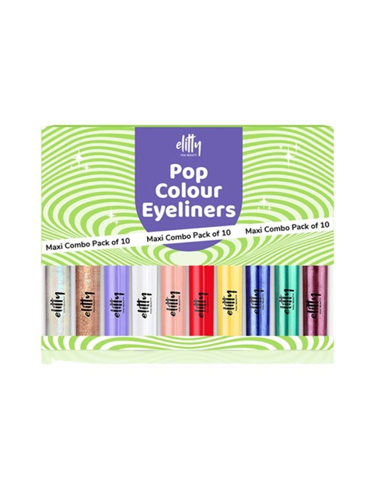 Elitty Maxi Pop Colour Waterproof Liquid Eyeliner Combo - Pack Of 10-picture-23
