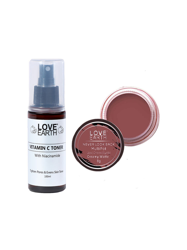 Love Earth Lip Tint & Cheek Tint Never Look Back + Vitamin C Toner