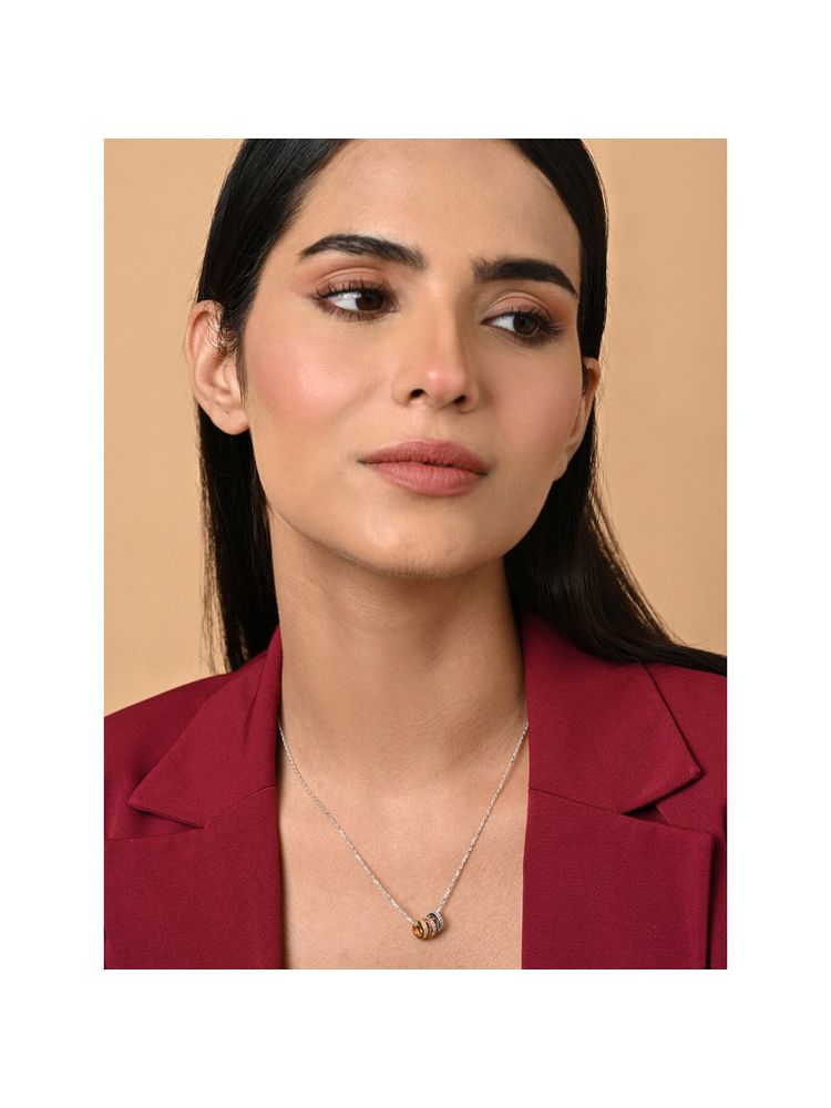 CLARA Women 925 Silver Swiss Zirconia Elio Multi Ring Pendant Necklace-image-14