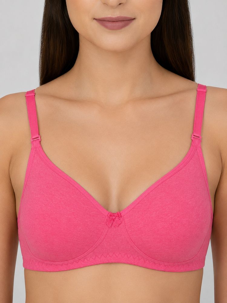 Mod & Shy Pink Solid Cotton Lycra Regular Bra-picture-18