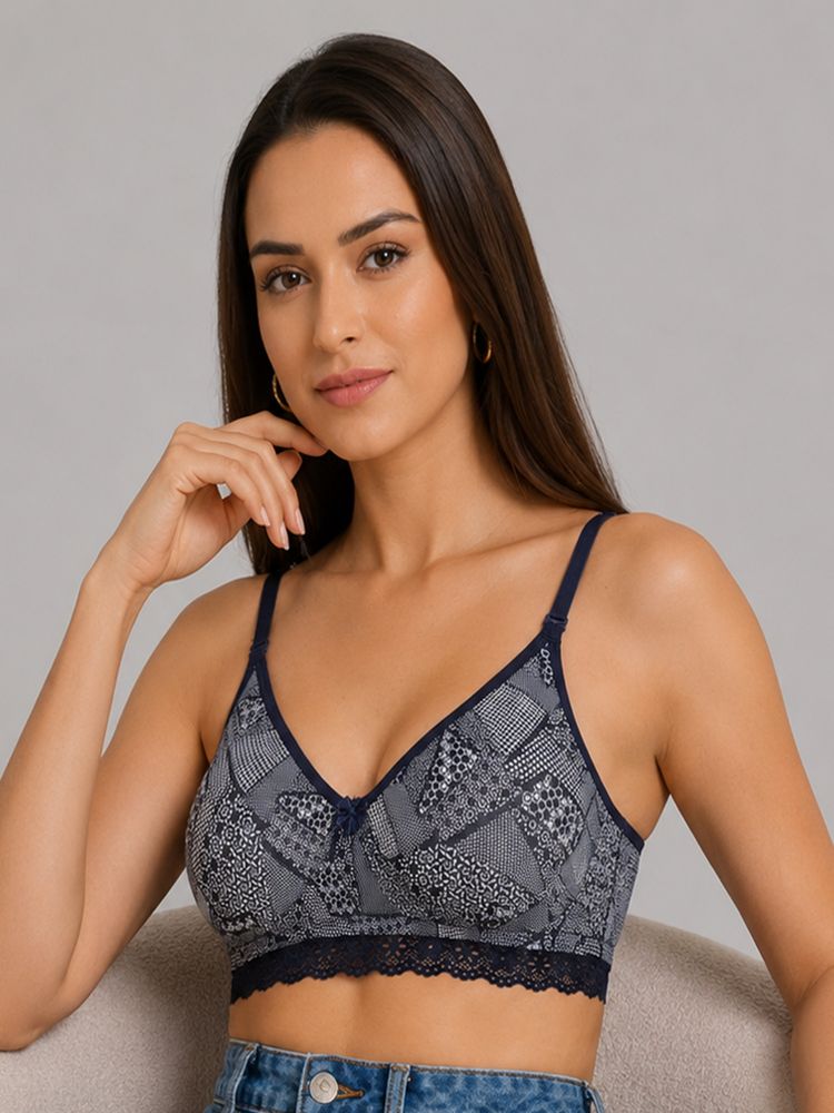 Mod & Shy Navy Blue Printed Nylon Elastane Regular Bra-picture-16
