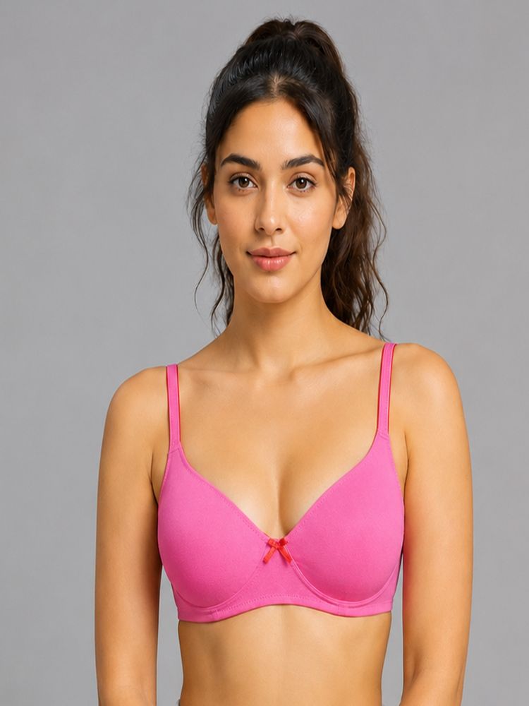 Mod & Shy Pink Solid Cotton/Elastane Regular Bra-picture-30