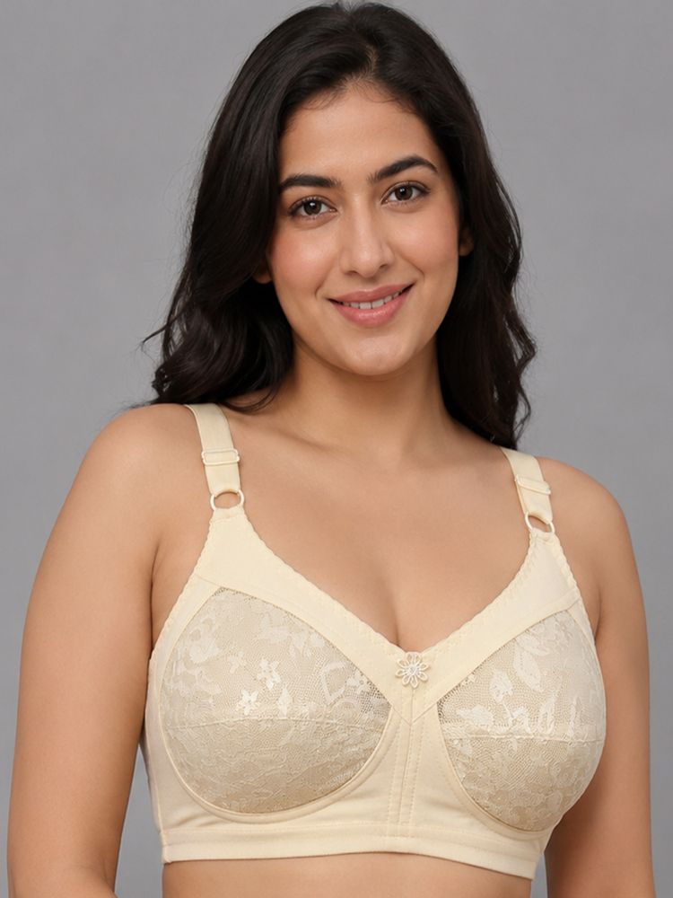 Mod & Shy Beige Self Design Cotton Blend Regular Bra-picture-13