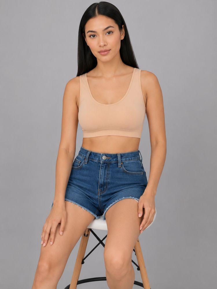Mod & Shy Beige Solid Nylon Elastane Regular Bra-picture-12