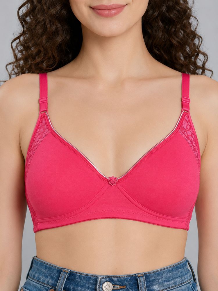 Mod & Shy Pink Solid Cotton/Elastane Regular Bra-picture-12