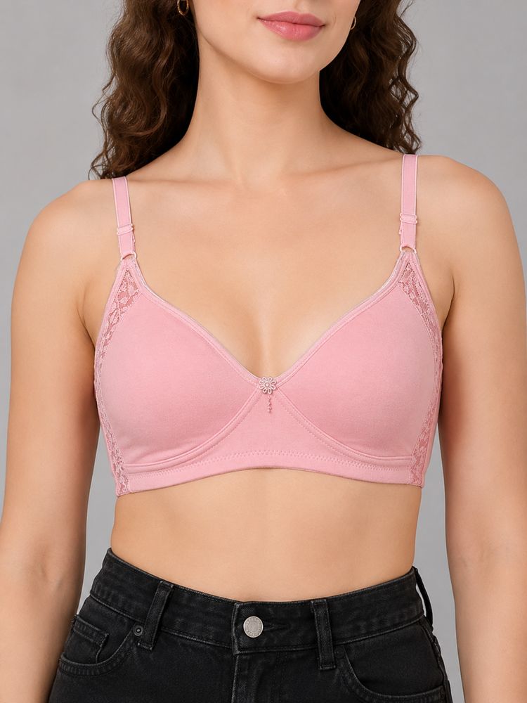 Mod & Shy Peach Solid Cotton/Elastane Regular Bra-picture-19