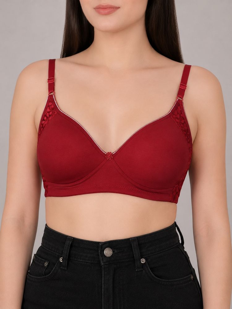 Mod & Shy Maroon Solid Cotton/Elastane Regular Bra-image-10