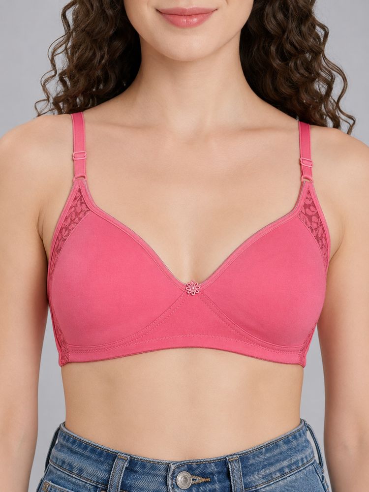 Mod & Shy Coral Solid Cotton/Elastane Regular Bra-image-40
