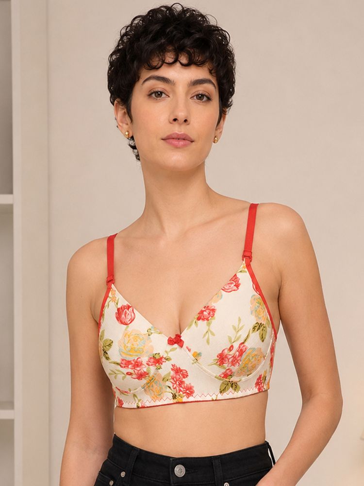 Mod & Shy Cream Printed Nylon Elastane Regular Bra-picture-16