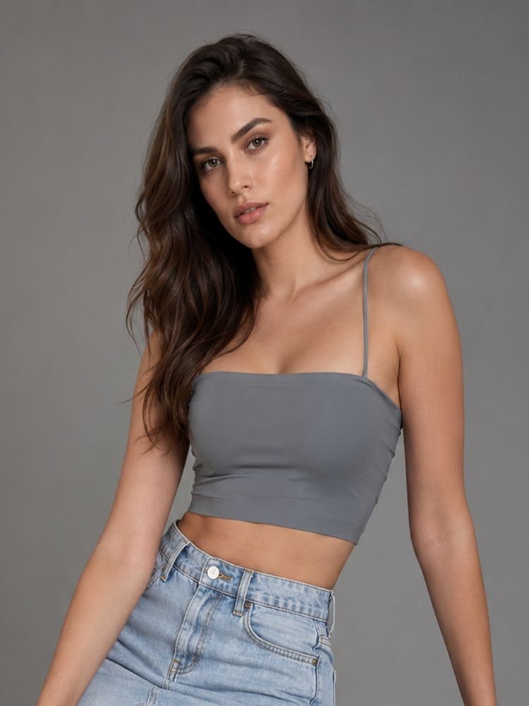 Mod & Shy Grey Solid Nylon Elastane Regular Bra-image-0