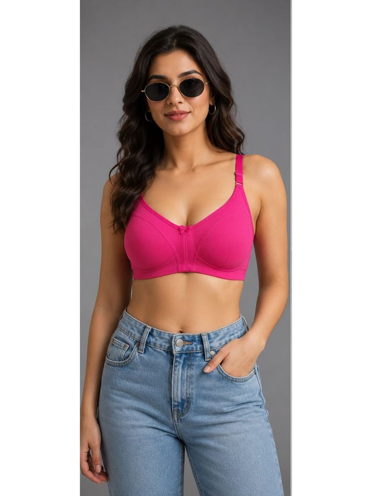 Mod & Shy Pink Solid Cotton/Elastane Regular Bra-picture-31