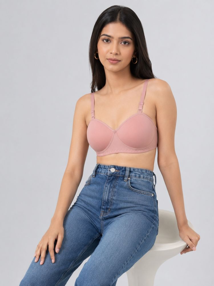 Mod & Shy Peach Solid Cotton/Elastane Regular Bra-picture-20