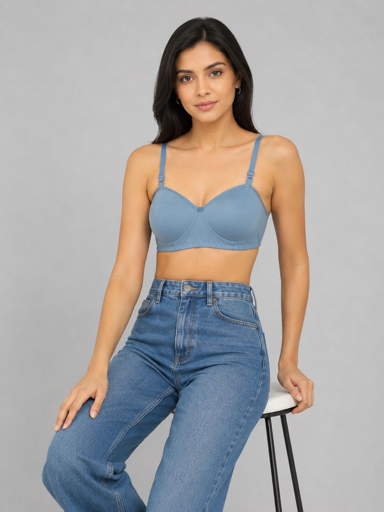 Mod & Shy Blue Solid Cotton/Elastane Regular Bra-picture-12
