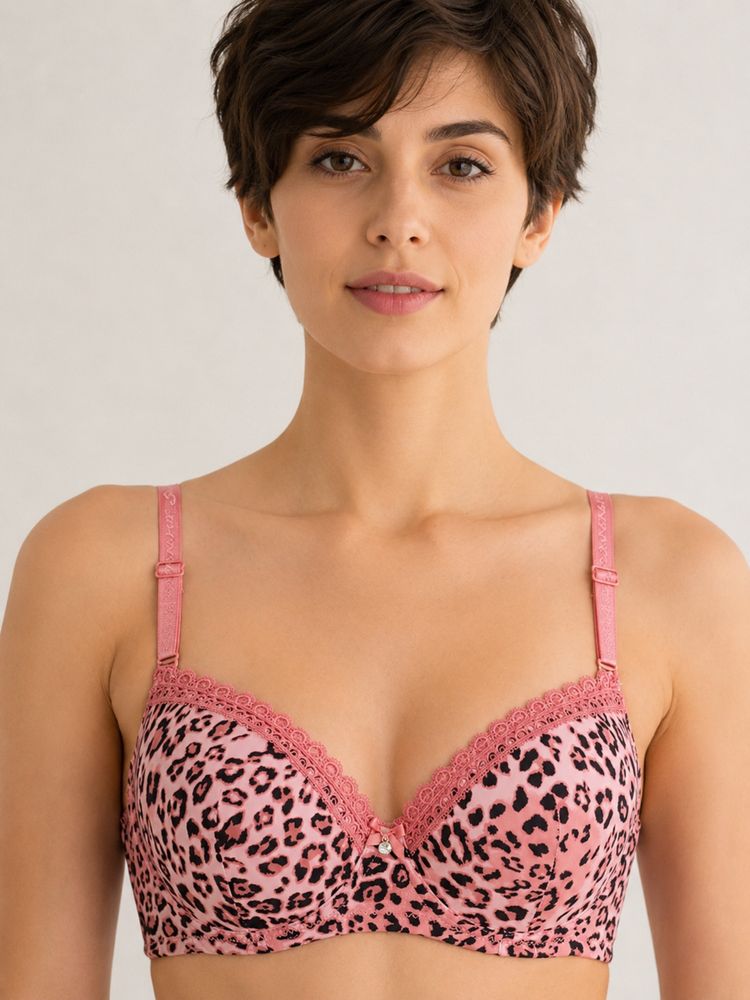 Mod & Shy Pink Animal Print Nylon Elastane Regular Bra-picture-26
