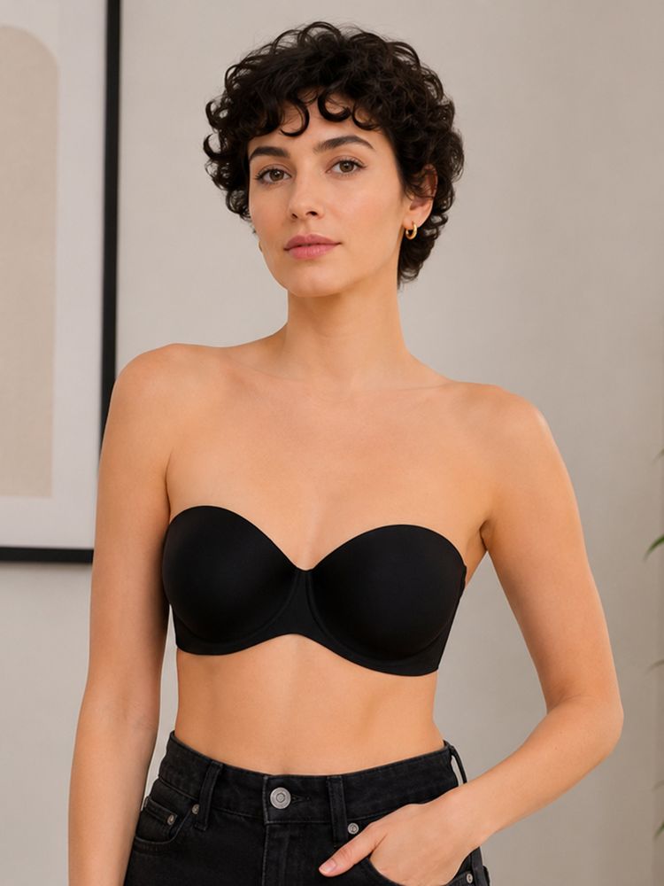 Mod & Shy Black Solid Nylon Elastane Regular Bra-picture-24