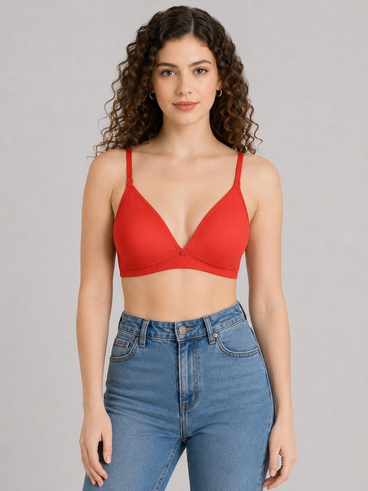 Mod & Shy Red Solid Cotton Lycra Regular Bra-image-37