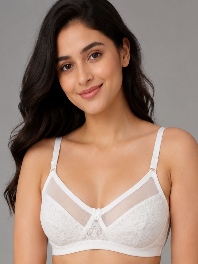 Mod & Shy White Self Design Nylon Elastane Regular Bra-picture-10