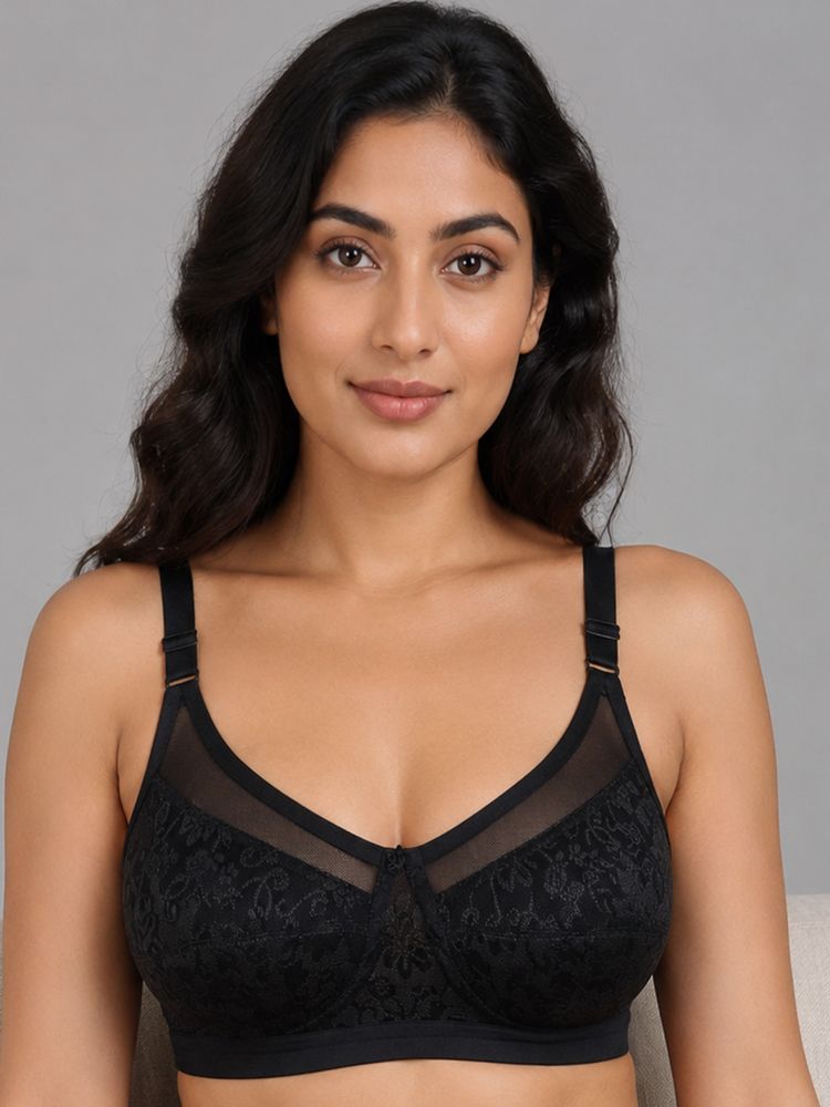 Mod & Shy Black Self Design Nylon Elastane Regular Bra-image-38