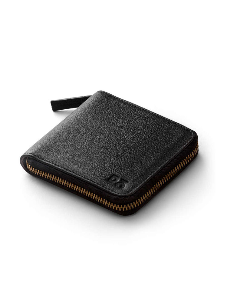 DailyObjects Black Leather Zip Wallet