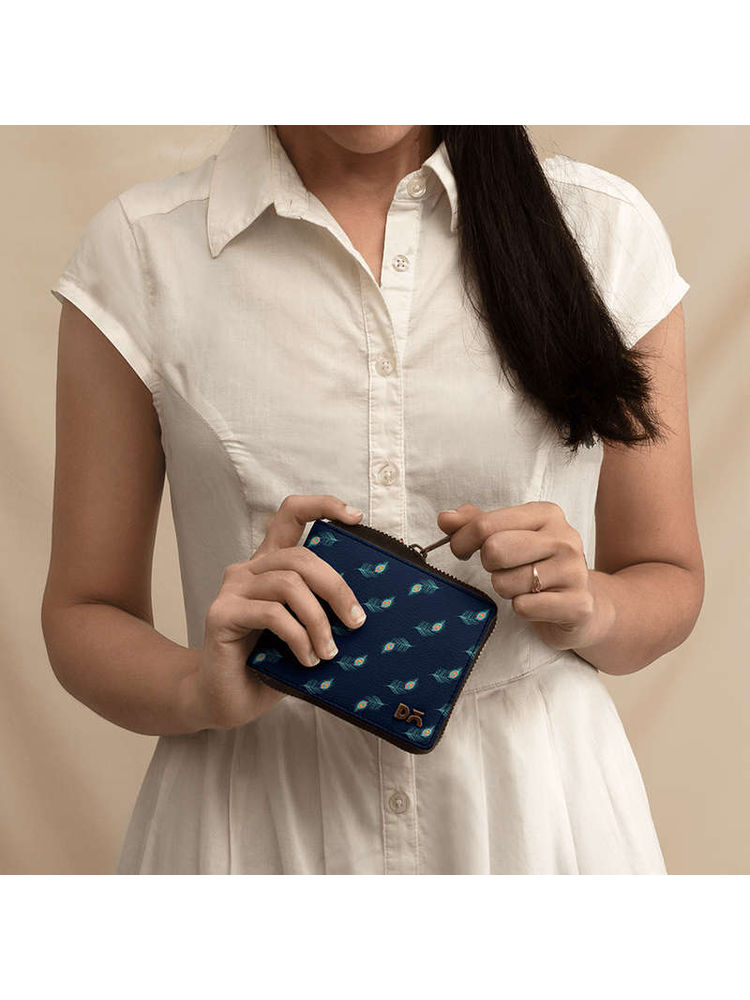 DailyObjects Navy Feathers Zip Wallet