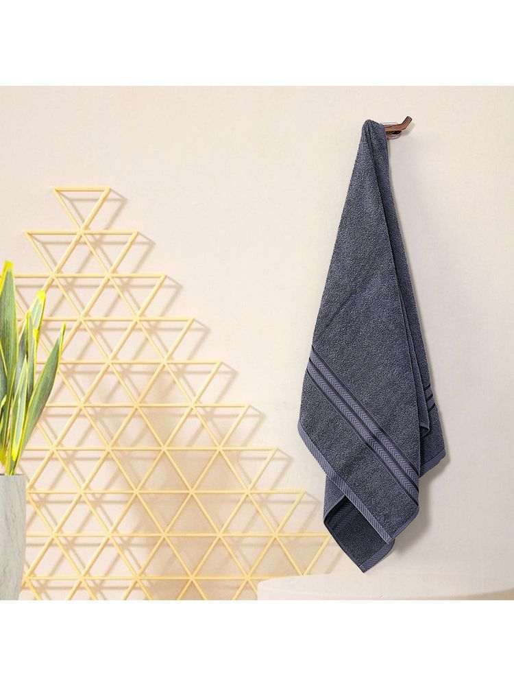 Layers True Care 100% Cotton 380 Gsm Grey Solid Bath Towel (Medium)-image-12